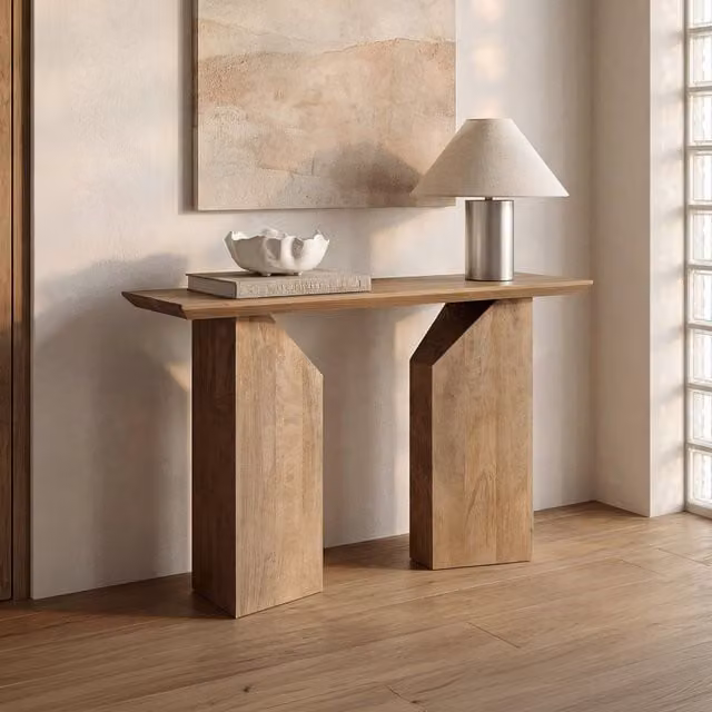 Consola de madera de mango Klast Home color marrón natural
