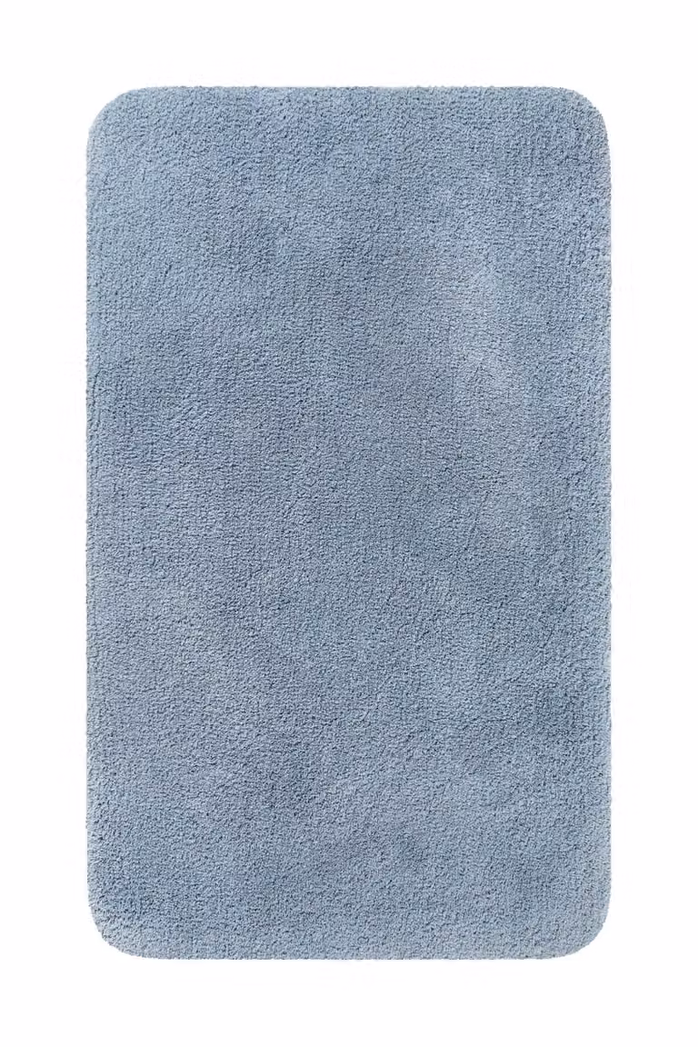 Alfombra de baño lisa Homie Living de poliéster azul, An/P: 80 x 150 cm