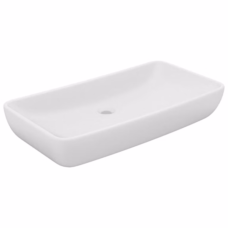 Lavabo de sobreencimera rectangular Maison Chic de cerámica en color blanco mate, An/P/Al: 71 x 38 x 13,5 cm
