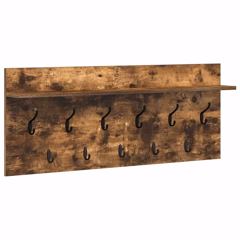 Perchero de pared minimalista vidaXL en madera de roble ahumado y color marrón con acabado mate para pasillos An/P/Al: 100 x 40 x 12 cm
