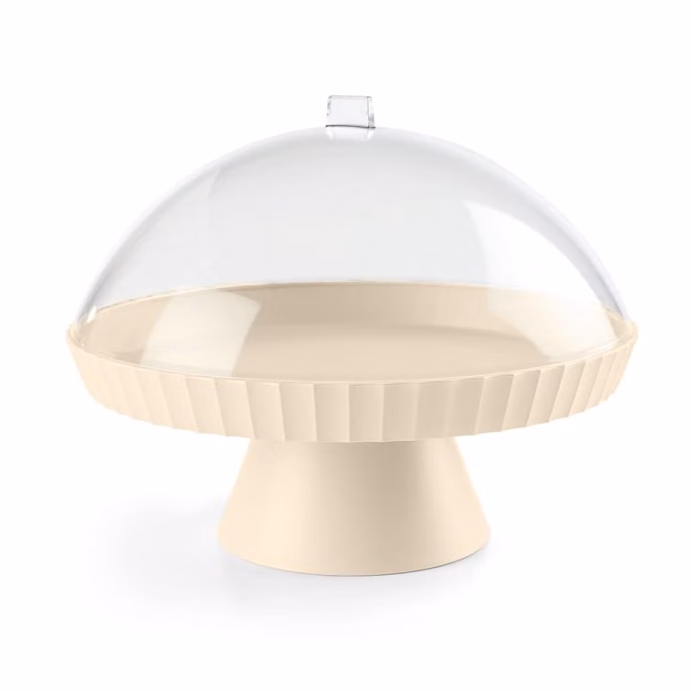 Pedestal BlimPlus con campana y clavijero de polipropileno en color beige y transparente