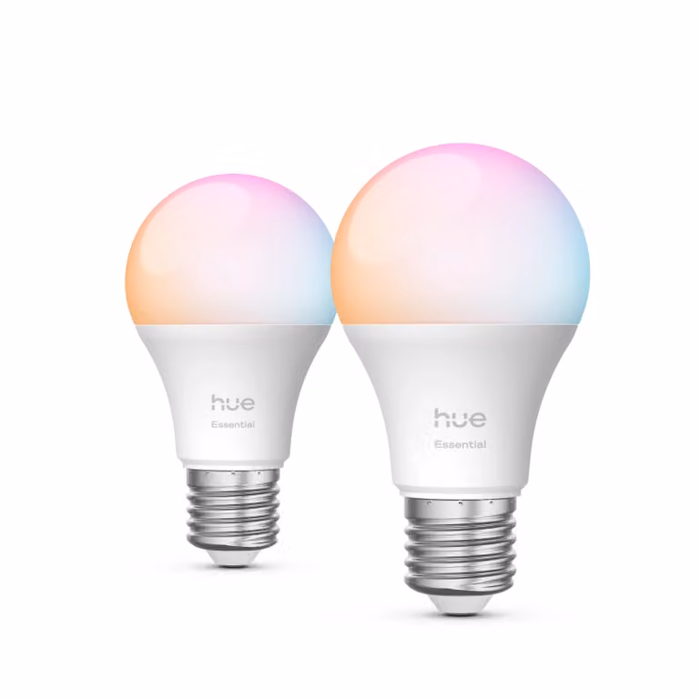 Pack de 2 bombillas inteligentes Philips Hue White & Color Ambiance Essential A60 LED E27 multicolor con 806 lm y 8 W