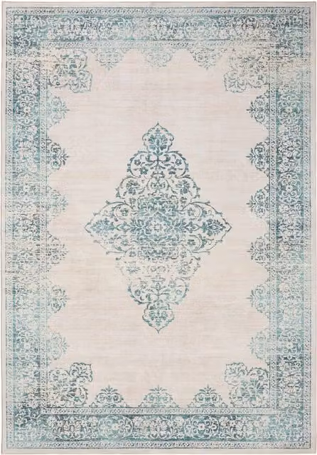 Alfombra Benuta Laury de estilo patchwork en color turquesa y azul, An/P: 200 x 300 cm