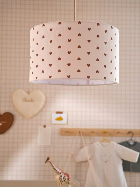 Pantalla de lámpara cilíndrica de gasa de algodón beige VERTBAUDET para casquillo E27