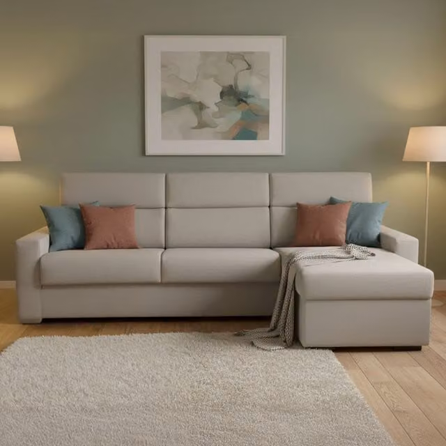 Sofá cama con chaiselongue DMORA en gris, diseño moderno con fundas extraíbles, estructura de madera sólida y función de cama, An/P/Al: 280 x 160 cm