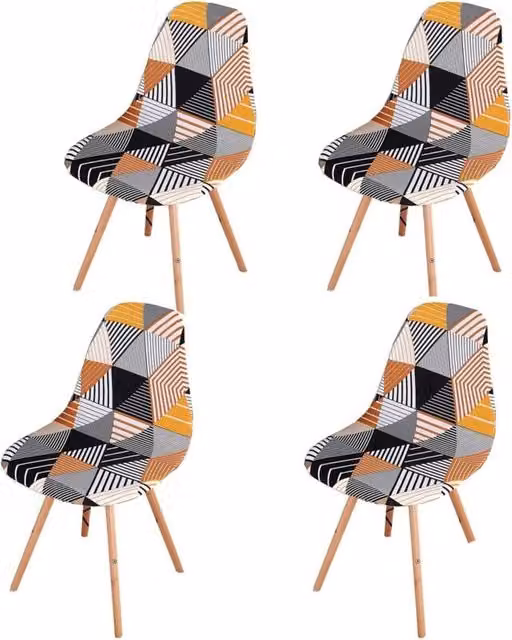Juego de 4 fundas elásticas LIIYIELA para sillas de comedor de estilo escandinavo, multicolor, resistentes a las manchas