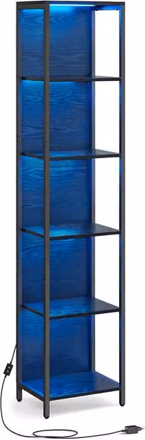 Estantería de 6 niveles con iluminación integrada Vasagle en negro mate, An/P/Al: 30,3 x 40 x 178,6 cm