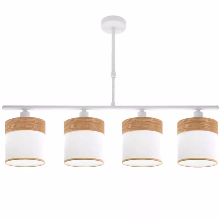 Lámpara de techo suspendida estilo nórdico Lucas de Decorshopping Muebles con 4 luces en blanco y madera con altura ajustable