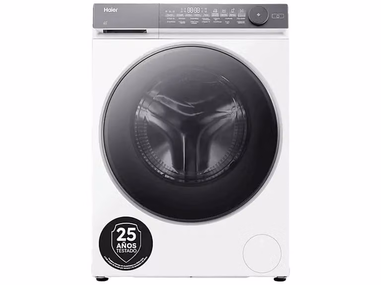Lavadora de carga frontal Haier en color blanco con funciones de programas de vapor, programas anti manchas, bloqueo para niños y control mediante app, wifi y bluetooth, An/P/Al: 60 x 45 x 85 cm