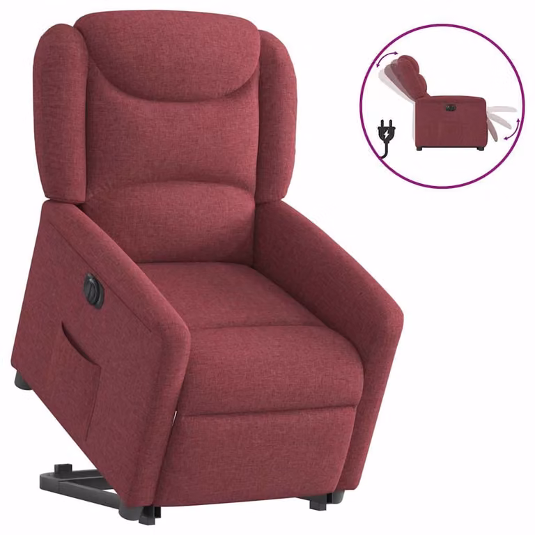 Sillón eléctrico reclinable y elevable vidaXL de tela color rojo tinto con reposabrazos para mayores