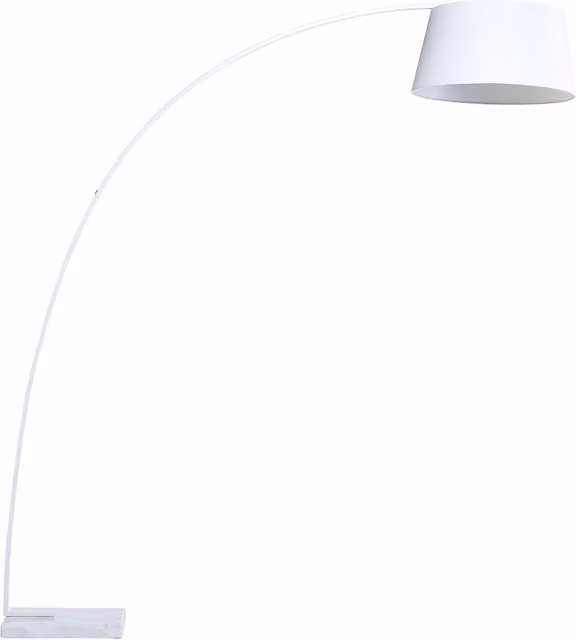 Lámpara de pie Benue de diseño moderno con forma de arco, estructura de metal blanco y base de mármol, Altura: 188 cm