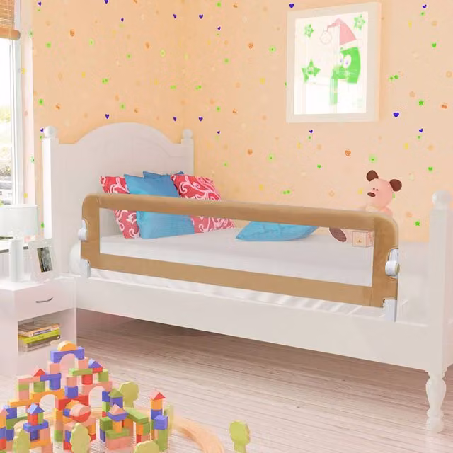 Barandilla de seguridad plegable para cama infantil vidaxl en color beige y gris, An: 150 cm, Al: 42 cm