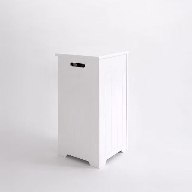 Cesto para la ropa sucia tipo arcón de madera ASA Selection en blanco y plata con tapa y asas, An/P/Al: 60 x 30 x 30 cm