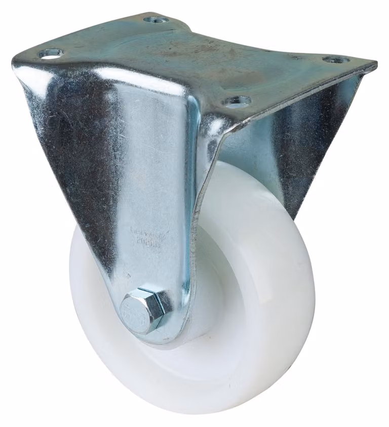Rueda giratoria para cargas pesadas Bs Rollen con placa de montaje, rueda de plástico de 125 mm y capacidad de 600 kg, modelo N110.B10.127