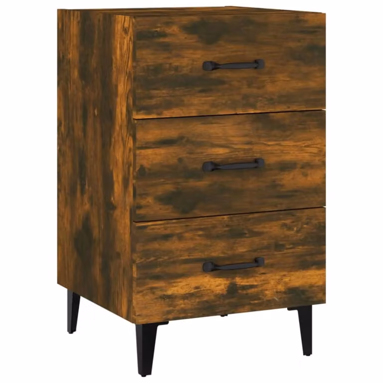 Mesita de noche Maison Chic de madera y metal en color marrón roble, diseño moderno para dormitorio, An/P/Al: 40 x 40 x 66 cm