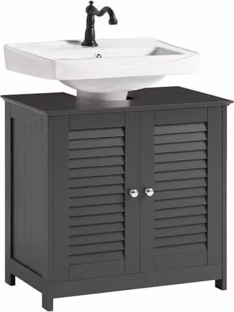 Armario de baño de suelo Sobuy con 2 puertas y 2 estantes, color gris, An/P/Al: 60 x 35 x 58 cm