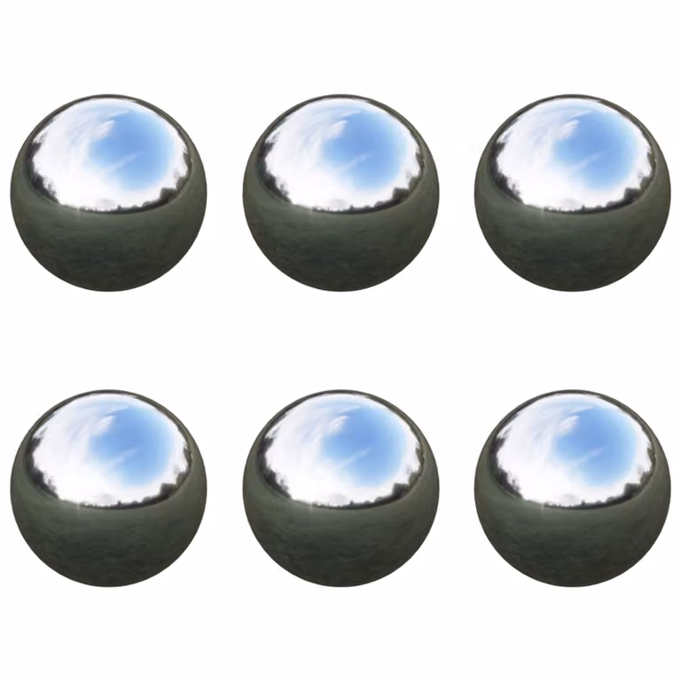 Set de 6 bolas de espejo vidaXL de acero inoxidable en color plateado, Diámetro: 7,5 cm
