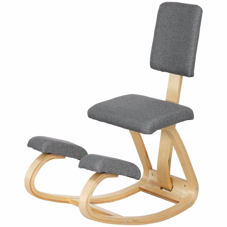 Silla de oficina Maison Chic de madera de abedul y tela gris An/P/Al: 51 x 84 x 93 cm