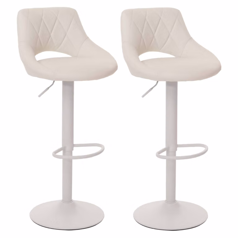 Juego de 2 taburetes de bar Mendler modernos en color blanco con estructura de metal y plástico