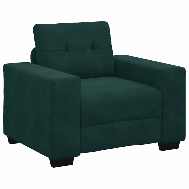 Sillón sofá moderno vidaXL de terciopelo verde con reposabrazos, An/P/Al: 100 x 78 x 80 cm