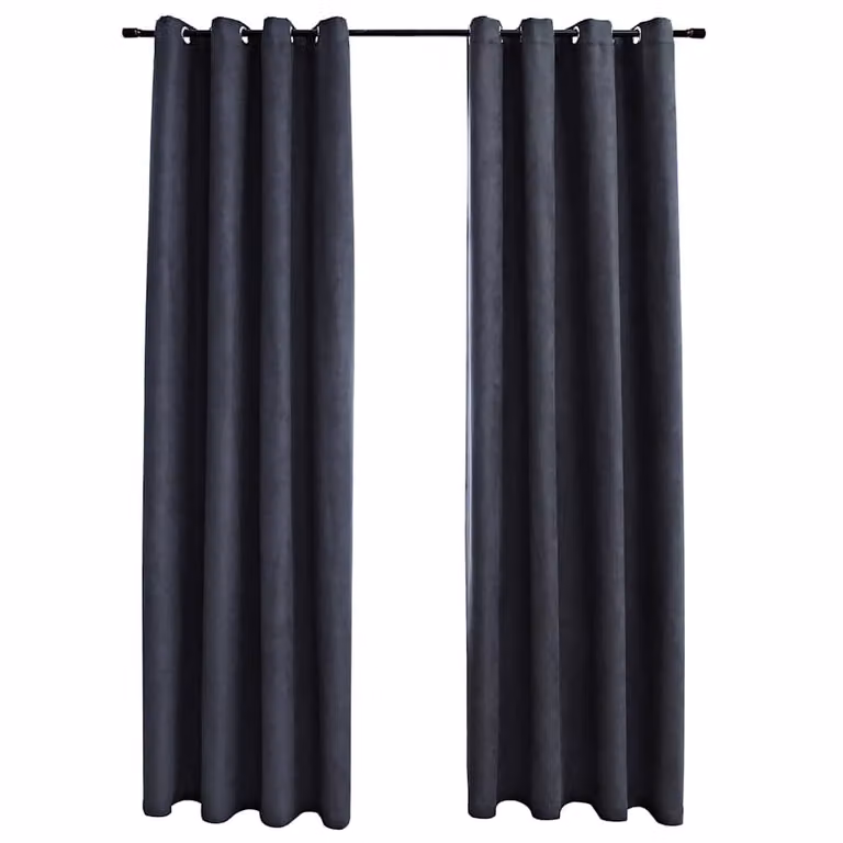 Set de 2 cortinas opacas vidaXL con ojales metálicos en color gris antracita, An/Al: 140 x 225 cm