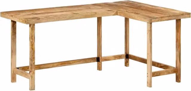 Escritorio de esquina rectangular de madera de mango color marrón de vidaXL An/P/Al: 165 x 110 x 75 cm