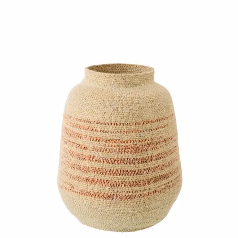 Cesta de seagrass de tejido abierto J-line en color beige, An/P/Al: 23 x 23 x 29 cm
