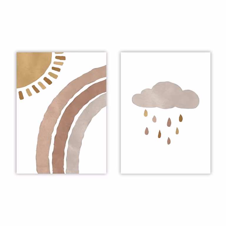 Set de 2 posters abstractos de estilo escandinavo multicolor de Poster Lab, An/P/Al: 50 x 70 cm