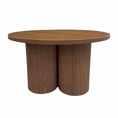 Mesa de centro redonda Oviala de diseño escandinavo en color marrón con acabado mate