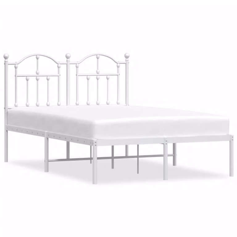 Cama matrimonial de metal Maison Chic con cabecero en color blanco An/P/Al: 120 x 200 x 97 cm