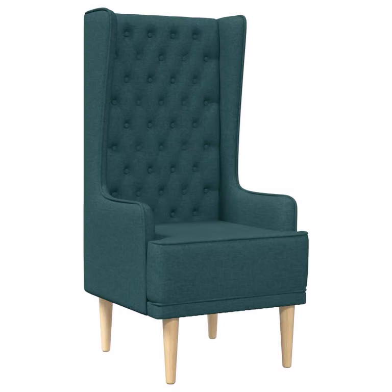 Silla de respaldo alto con capitoné y reposabrazos vidaXL en verde oscuro y tela con estructura de madera y MDF, An/P/Al: 64 x 64 x 131 cm