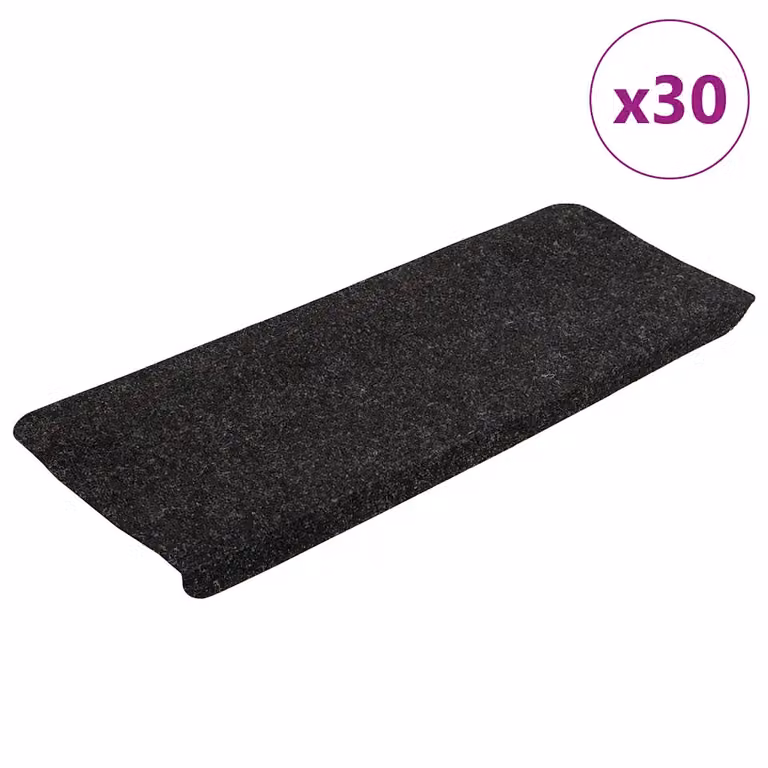 Pack de 30 alfombrillas autoadhesivas para escalera vidaXL, color antracita, An/P/Al: 65 x 24,5 x 3,5 cm