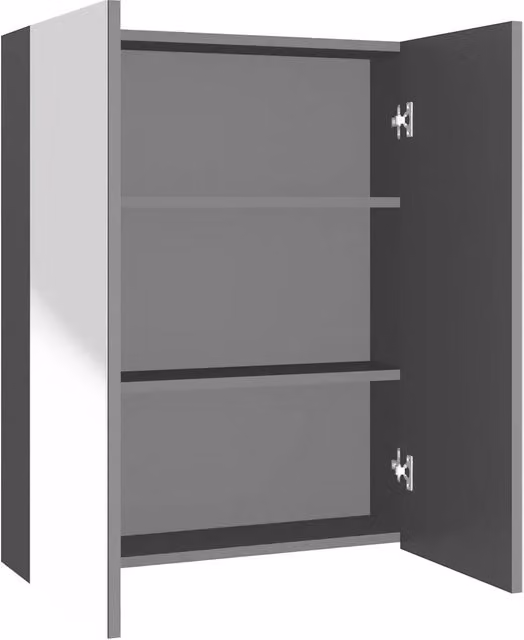 Armario de espejo de pared Helloshop26 de estilo moderno con iluminación LED y 3 compartimentos en color gris antracita, An/P/Al: 60 x 15 x 75 cm