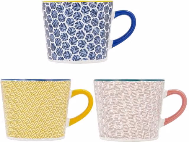 Mug cerámico Quid Pippa con diseño geométrico, color azul, 35 cl