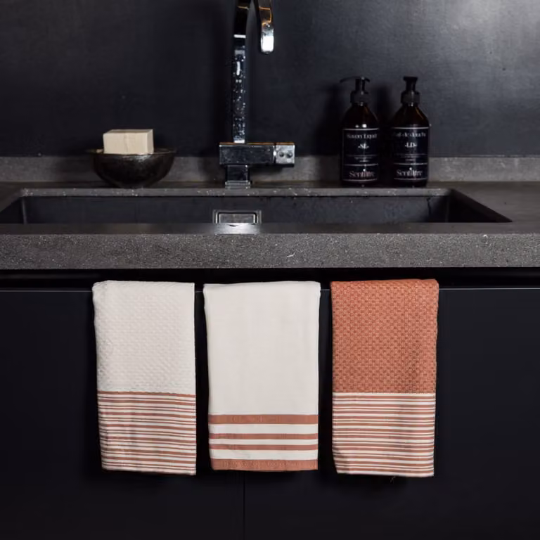 Set de 3 paños de cocina Mahdia de algodón en color rojo, An/Al: 45 x 70 cm
