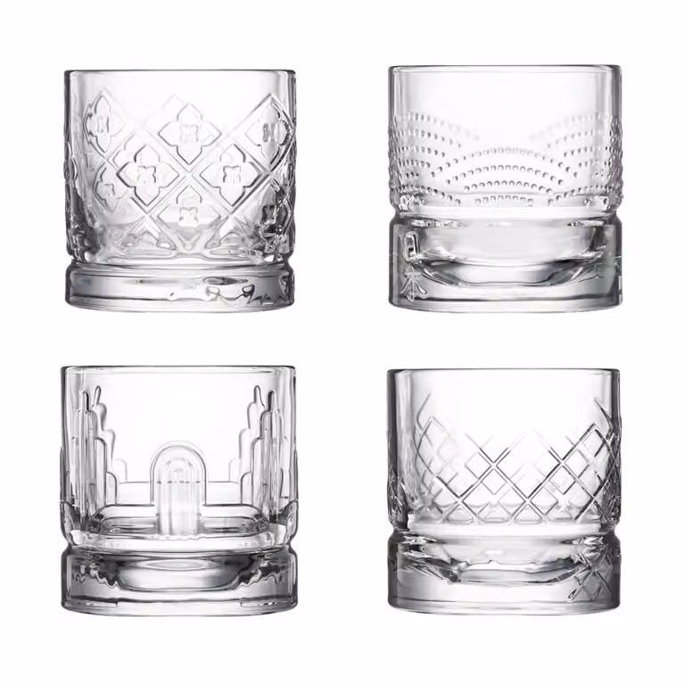 Set de 4 vasos de whisky Dandy de La Rochère en cristal transparente con diseño geométrico