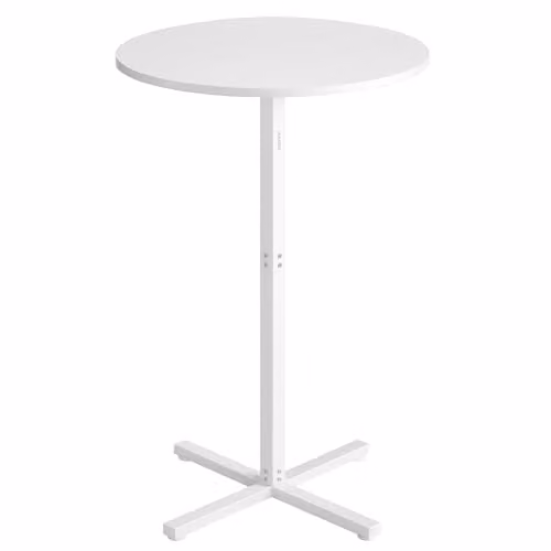 Mesa de bar VASAGLE de estilo moderno con estructura de metal y superficie de MDF laminado en color blanco, An/P/Al: 60 x 60 x 104,5 cm