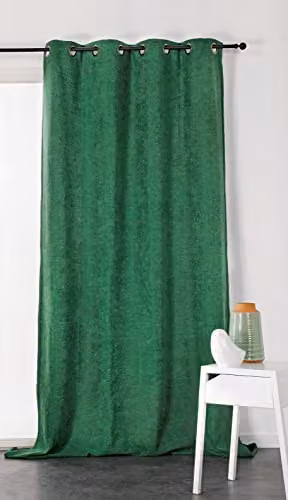 Cortina Linder de Terciopelo con Ojales, Opaca y Térmica, Color Verde, An: 140 cm, Al: 260 cm