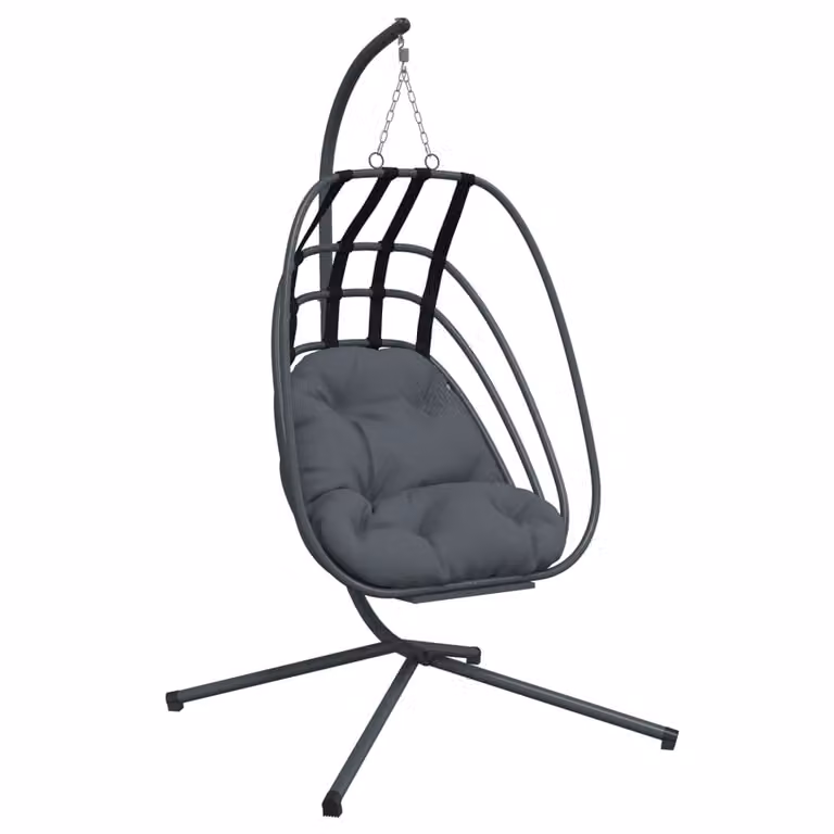 Silla colgante tipo huevo vidaXL con soporte de acero antracita y cojines para jardín