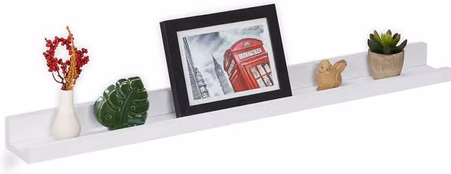 Estante de pared decorativo Relaxdays en MDF blanco para cuadros y libros, Ancho: 80 cm