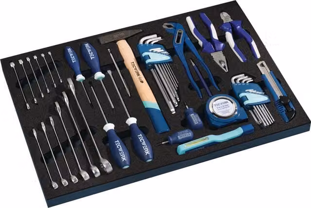 Juego de herramientas Tecwerk Módulo 3/3 de 44 piezas en azul y multicolor