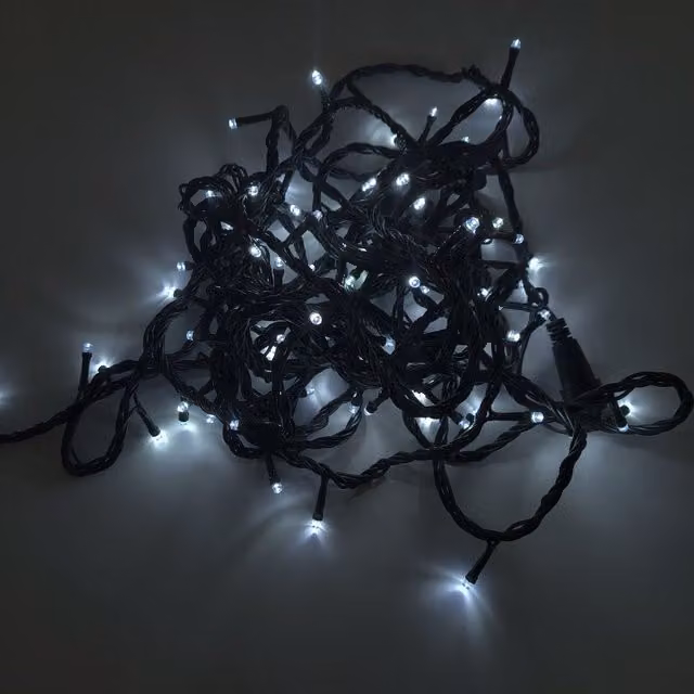 Guirnalda LED F-BRIGHT de 100 luces blancas con efectos, conectable y protección IP44, longitud 9,2 m