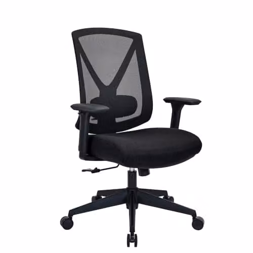 Silla de oficina ergonómica giratoria hjh OFFICE con respaldo de malla y asiento de tela negra para adultos