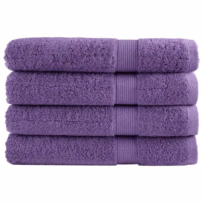 Pack de 4 toallas de sauna SOLUND de vidaXL en color morado, 80 x 200 cm, 600 gsm, de algodón de rizo