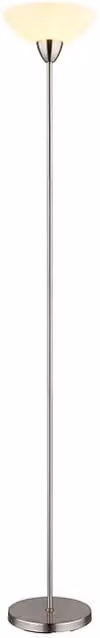 Lámpara de pie Lima de Globo Lighting en color plata y blanco, diseño moderno con acabado en metal y cristal, Altura: 180 cm, casquillo E27, 60 W