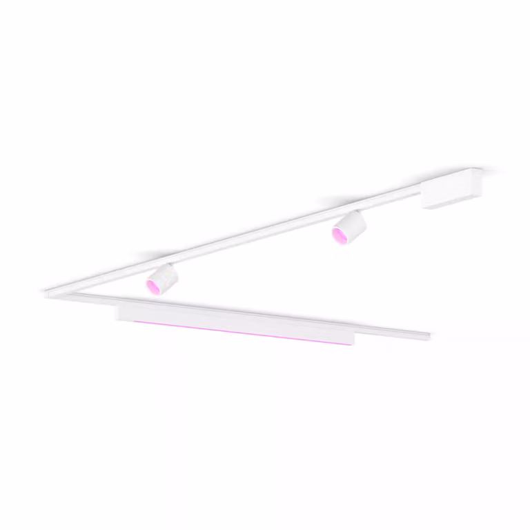 Kit de iluminación Philips Hue Perifo en forma de L con base de techo, 2 focos y 1 barra de luz LED RGB de color blanco