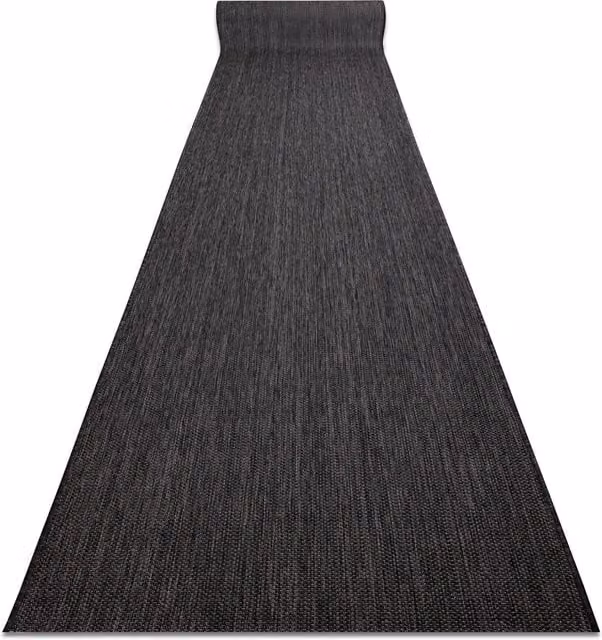 Alfombra de pasillo Sion de RUGSX con efecto de tejido plano de sisal en color negro, An/P: 120 x 360 cm