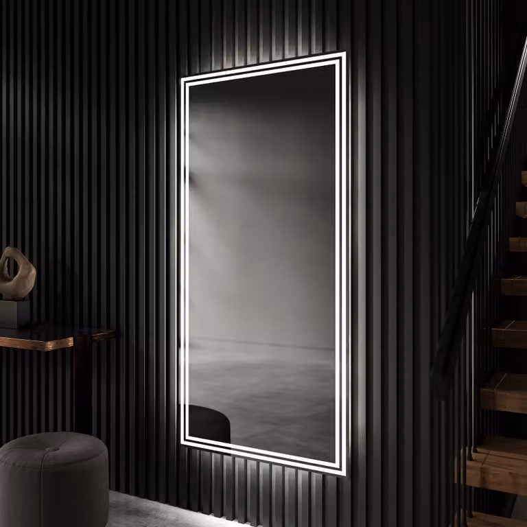 Espejo de baño Artforma con iluminación LED, diseño moderno y rectangular, An/Al: 100 x 150 cm