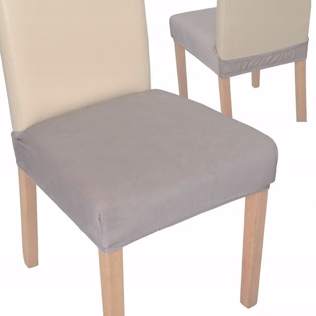 Funda de terciopelo elástica para silla de comedor Tess en gris claro