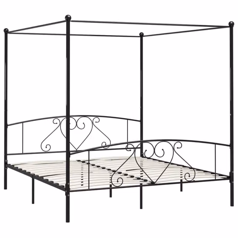 Cama matrimonial con dosel Maison Chic de metal negro An/P: 200 x 200 cm